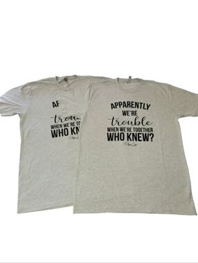 Bundle 2 Piper Lou "Apparently We're Trouble"  Graphic T-shirts Gray Size Large